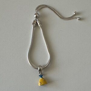 Pandora Silver Bracelet with Yellow and Blue Charm